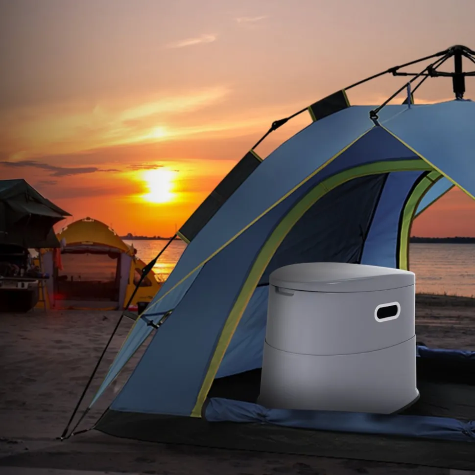 VEVOR Portable Toilet for Camping, 350 lbs Weight Capacity, Stainless Steel Foldable Camp Travel Toilet with Soft Seat for Adults, Suitable for Truckers, RV Travel, Camping, Road Trips, Outdoor Use