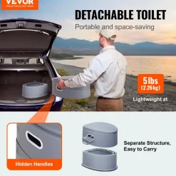 VEVOR Portable Toilet for Camping, 350 lbs Weight Capacity, Stainless Steel Foldable Camp Travel Toilet with Soft Seat for Adults, Suitable for Truckers, RV Travel, Camping, Road Trips, Outdoor Use