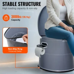 VEVOR Portable Toilet for Camping, 350 lbs Weight Capacity, Stainless Steel Foldable Camp Travel Toilet with Soft Seat for Adults, Suitable for Truckers, RV Travel, Camping, Road Trips, Outdoor Use
