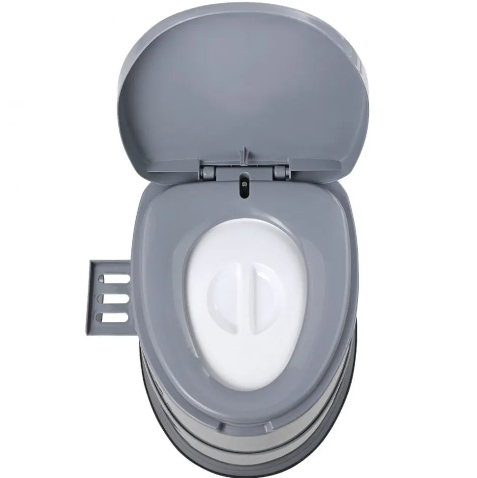 VEVOR Portable Toilet for Camping, 350 lbs Weight Capacity, Stainless Steel Foldable Camp Travel Toilet with Soft Seat for Adults, Suitable for Truckers, RV Travel, Camping, Road Trips, Outdoor Use