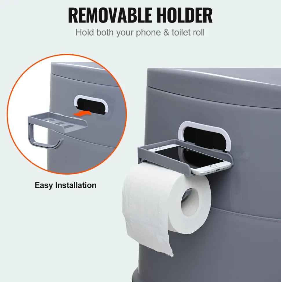 VEVOR Portable Toilet for Camping, 350 lbs Weight Capacity, Stainless Steel Foldable Camp Travel Toilet with Soft Seat for Adults, Suitable for Truckers, RV Travel, Camping, Road Trips, Outdoor Use