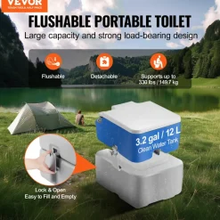 VEVOR Portable Toilet for Camping, Porta Potty with Carry Bag, 5.3 Gal Waste Tank & 3.2 Gal Flush Tank, Push-Button Pressurized Flush Commode, Leak-proof and Odourless Travel Toilet for Camping Car
