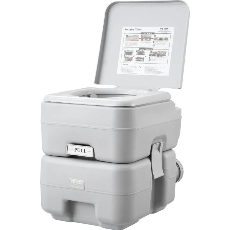 VEVOR Portable Toilet for Camping, Porta Potty with Carry Bag, 5.3 Gal Waste Tank & 3.2 Gal Flush Tank, Push-Button Pressurized Flush Commode, Leak-proof and Odourless Travel Toilet for Camping Car