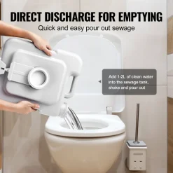 VEVOR Portable Toilet for Camping, Porta Potty with Carry Bag, 5.3 Gal Waste Tank & 3.2 Gal Flush Tank, Push-Button Pressurized Flush Commode, Leak-proof and Odourless Travel Toilet for Camping Car