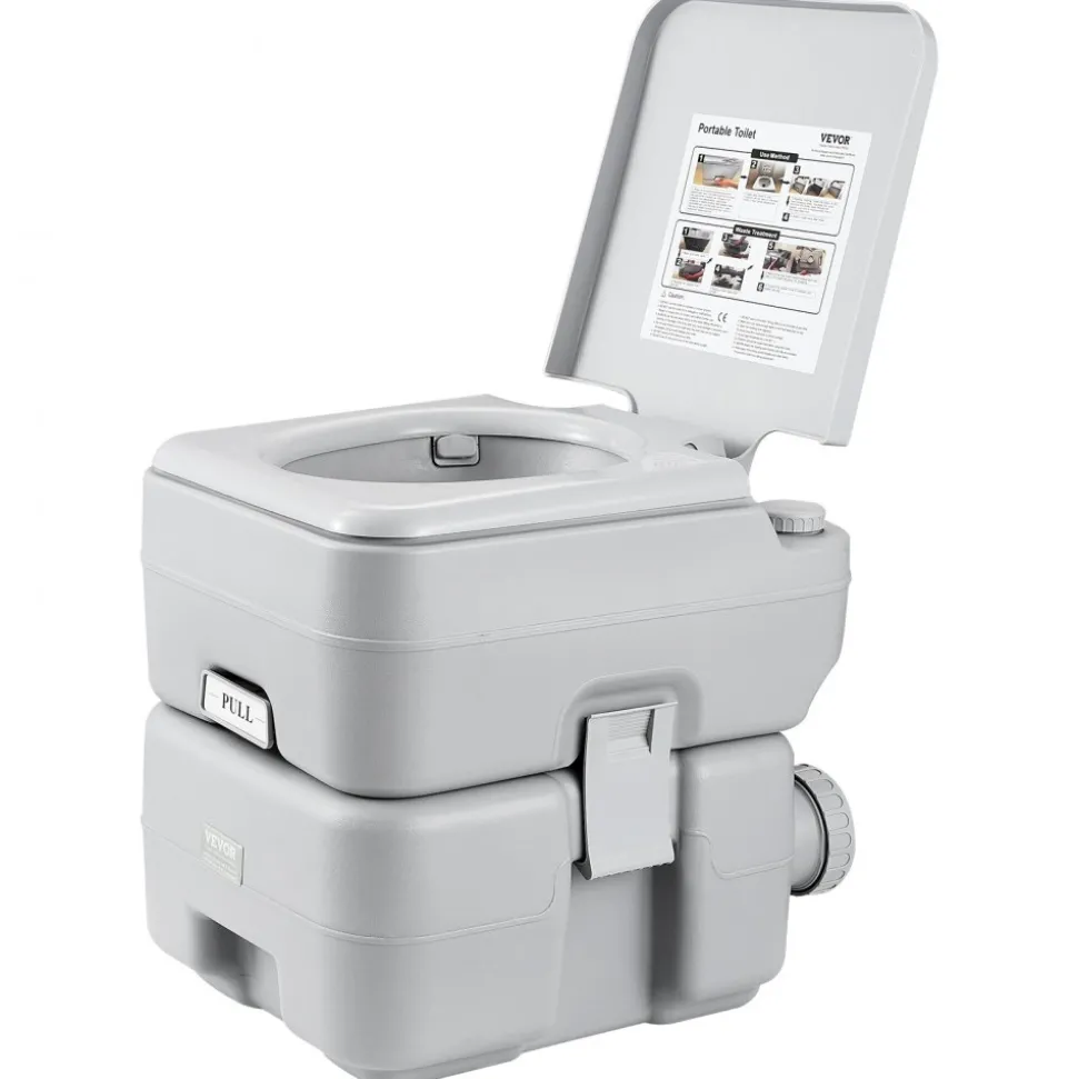 VEVOR Portable Toilet for Camping, Porta Potty with Carry Bag, 5.3 Gal Waste Tank & 3.2 Gal Flush Tank, Push-Button Pressurized Flush Commode, Leak-proof and Odourless Travel Toilet for Camping Car