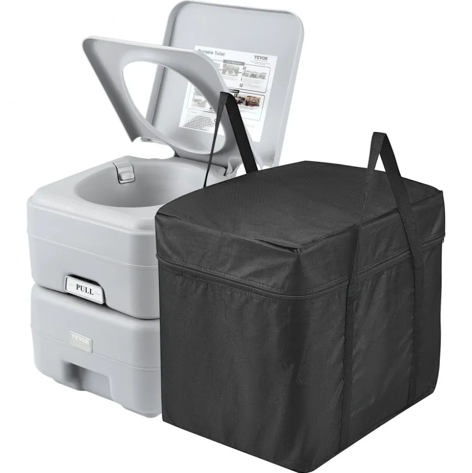 VEVOR Portable Toilet for Camping, Porta Potty with Carry Bag, 5.3 Gal Waste Tank & 3.2 Gal Flush Tank, Push-Button Pressurized Flush Commode, Leak-proof and Odourless Travel Toilet for Camping Car
