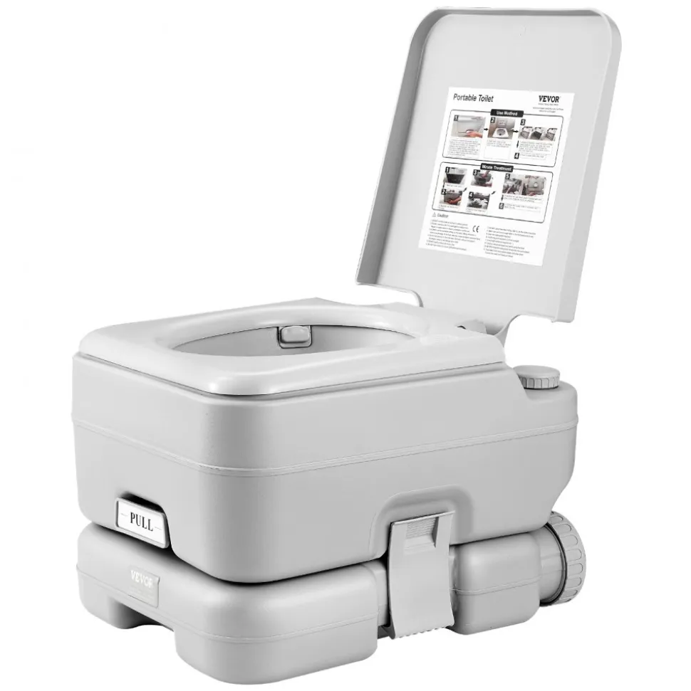 VEVOR Portable Toilet for Camping with Carry Bag, RV Toilet with 3.2 Gal Waste Tank, Push-Button Pressurized Flush Commode, Leak-proof and Odourless Travel Toilet for Adults Kids Camping Car