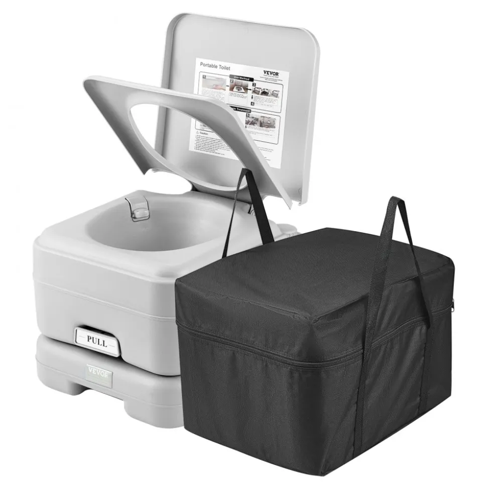 VEVOR Portable Toilet for Camping with Carry Bag, RV Toilet with 3.2 Gal Waste Tank, Push-Button Pressurized Flush Commode, Leak-proof and Odourless Travel Toilet for Adults Kids Camping Car