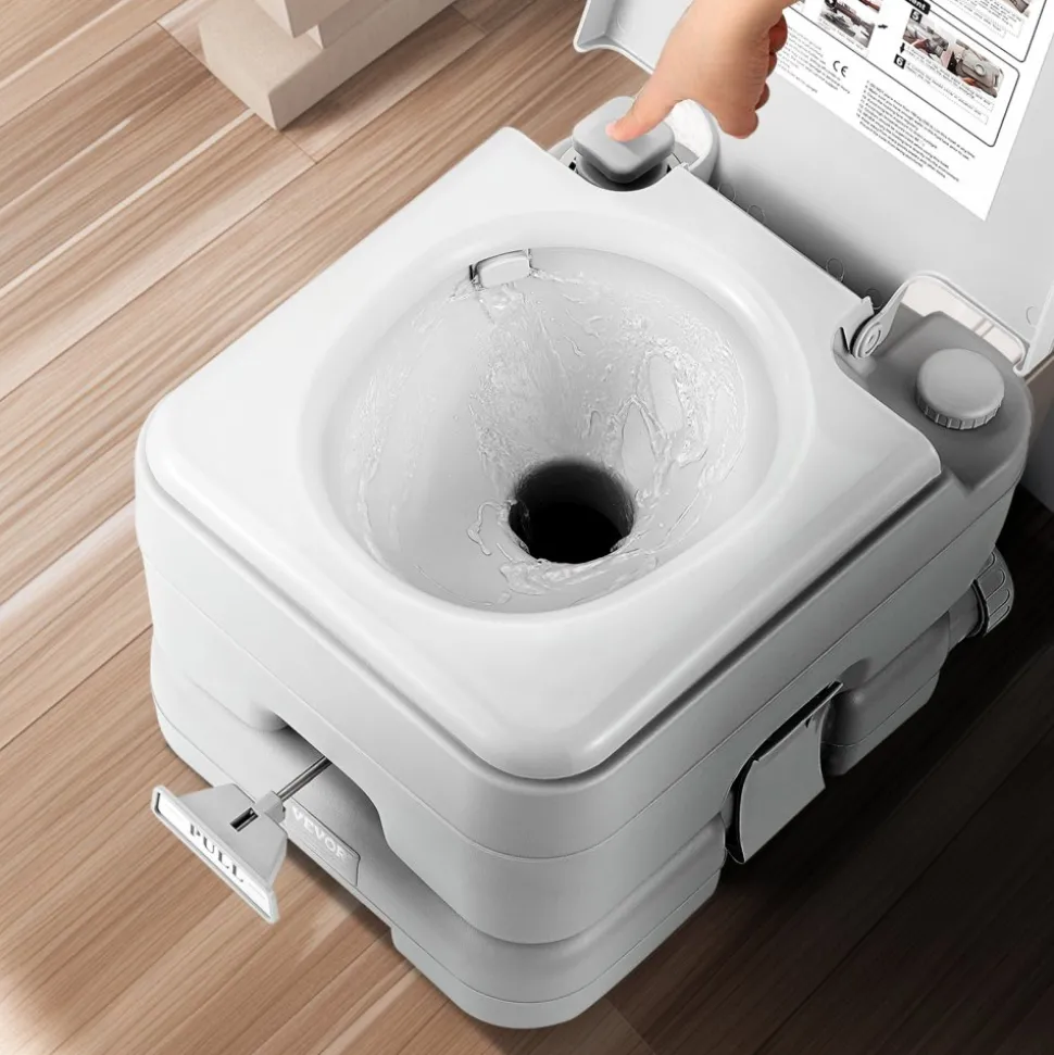VEVOR Portable Toilet for Camping with Carry Bag, RV Toilet with 3.2 Gal Waste Tank, Push-Button Pressurized Flush Commode, Leak-proof and Odourless Travel Toilet for Adults Kids Camping Car