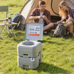 VEVOR Portable Toilet, 5.3 Gallon Detachable Waste Tank, 120 Flushes, Camping Toilet for Adults, Outdoor Travel Potty with Level Indicator, Carry Bag, Suitable for RV Travel, Camping, Hiking, Boating