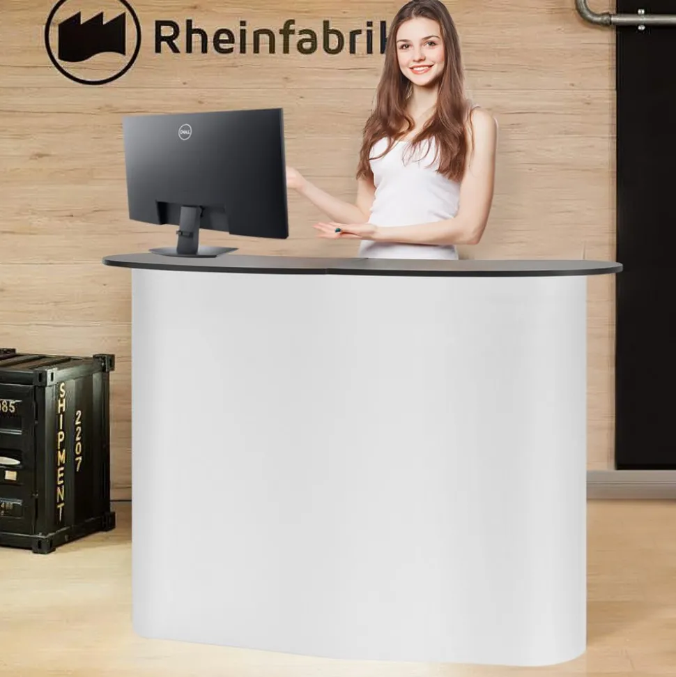 VEVOR Portable Tradeshow Podium Table, 51.18" x 18.31" x 37.4", Display Exhibition Counter Stand Booth Fair with Wall, Foldable Promotion Retail Bar Table Pop Up Podium with Storage Rack, Carrying Bag