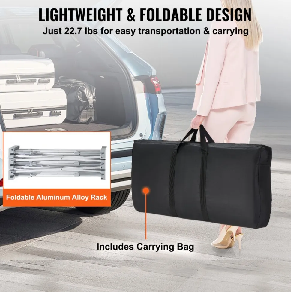 VEVOR Portable Tradeshow Podium Table, 51.18" x 18.31" x 37.4", Display Exhibition Counter Stand Booth Fair with Wall, Foldable Promotion Retail Bar Table Pop Up Podium with Storage Rack, Carrying Bag