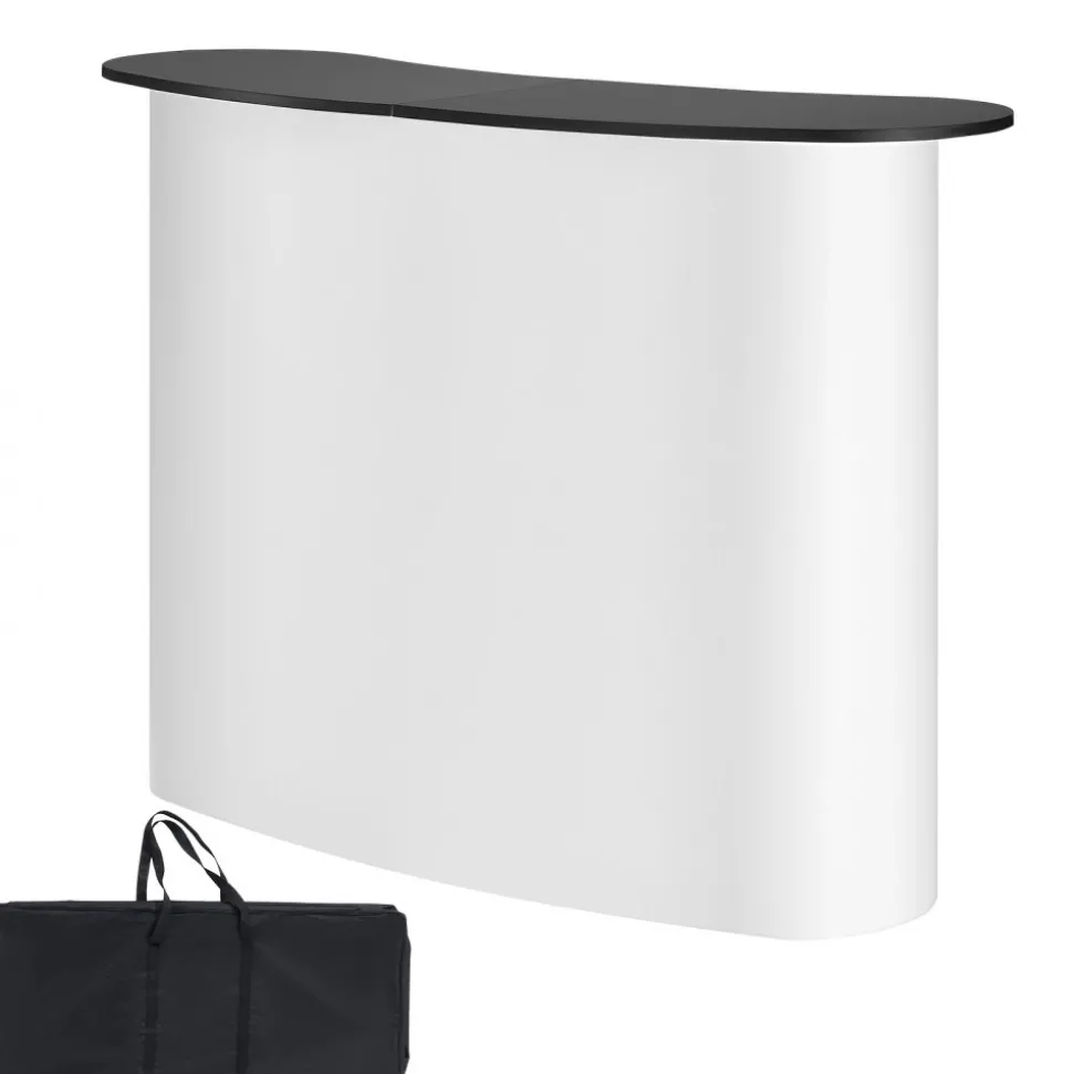 VEVOR Portable Tradeshow Podium Table, 51.18" x 18.31" x 37.4", Display Exhibition Counter Stand Booth Fair with Wall, Foldable Promotion Retail Bar Table Pop Up Podium with Storage Rack, Carrying Bag
