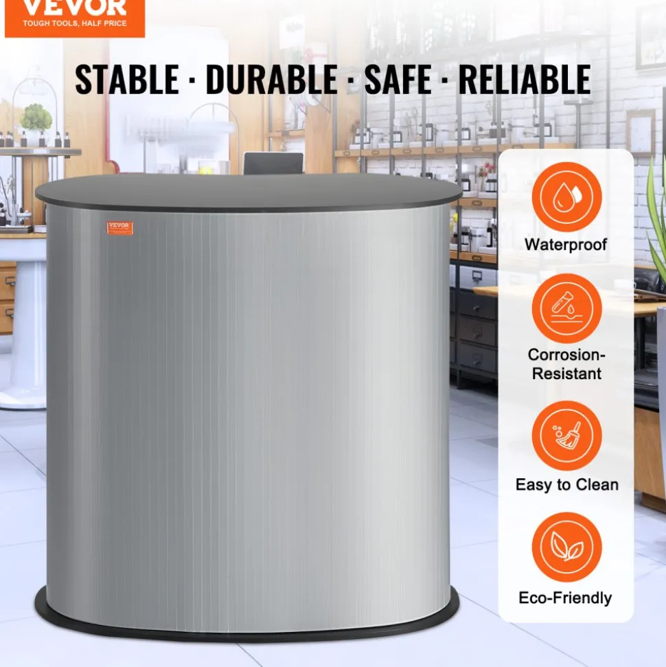 VEVOR Portable Tradeshow Podium Table, 35.43" x 19.29" x 37.01", Display Exhibition Counter Stand Booth Fair with Wall, Foldable Promotion Retail Bar Table Pop Up Podium Counter with Carrying Bag