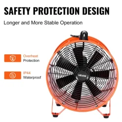 VEVOR Portable Ventilator, 10 inch Heavy Duty Cylinder Fan with 33ft Duct Hose, 380W Strong Shop Exhaust Blower 1893FM, Industrial Utility Blower for Sucking Dust, Smoke, Smoke Home/Workplace
