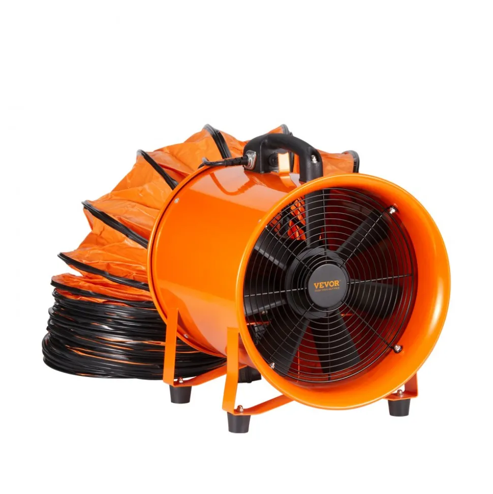 VEVOR Portable Ventilator, 10 inch Heavy Duty Cylinder Fan with 33ft Duct Hose, 350W Strong Shop Exhaust Blower 1948CFM, Industrial Utility Blower for Sucking Dust, Smoke, Smoke Home/Workplace