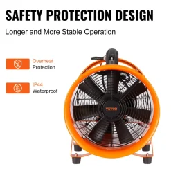 VEVOR Portable Ventilator, 10 inch Heavy Duty Cylinder Fan with 33ft Duct Hose, 350W Strong Shop Exhaust Blower 1948CFM, Industrial Utility Blower for Sucking Dust, Smoke, Smoke Home/Workplace