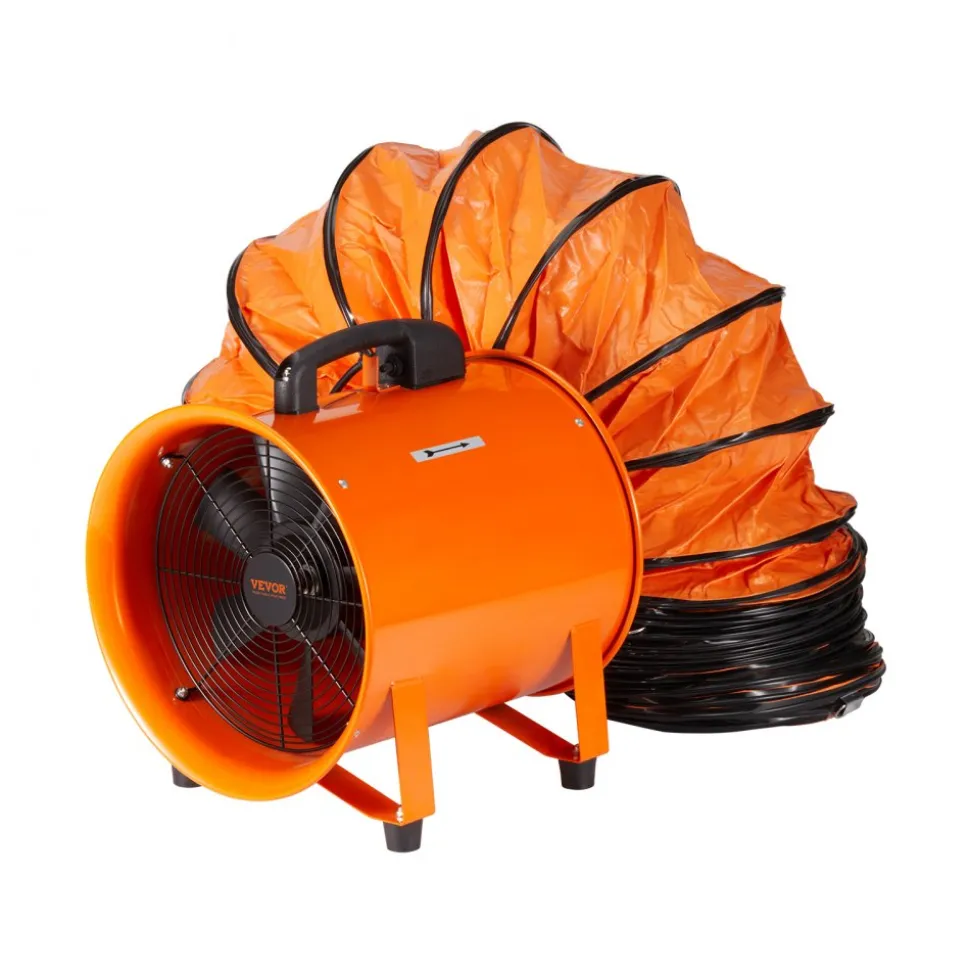 VEVOR Portable Ventilator, 10 inch Heavy Duty Cylinder Fan with 33ft Duct Hose, 350W Strong Shop Exhaust Blower 1948CFM, Industrial Utility Blower for Sucking Dust, Smoke, Smoke Home/Workplace