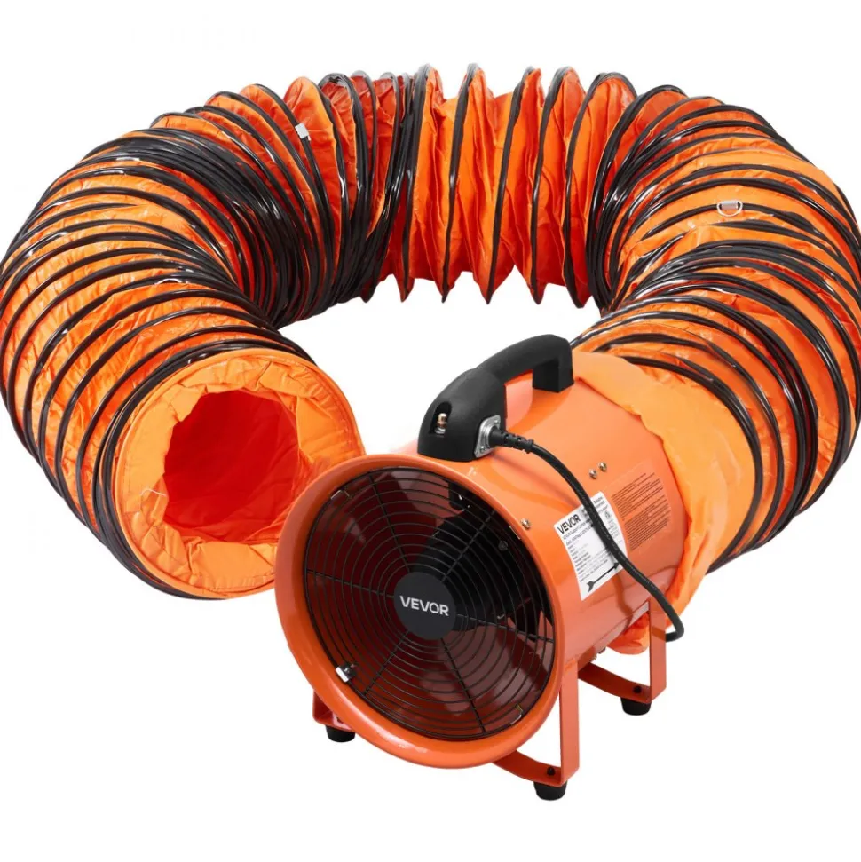 VEVOR Portable Ventilator, 12 inch Heavy Duty Cylinder Fan with 33ft Duct Hose, 560W Strong Shop Exhaust Blower 2894CFM, Industrial Utility Blower for Sucking Dust, Smoke, Smoke Home/Workplace
