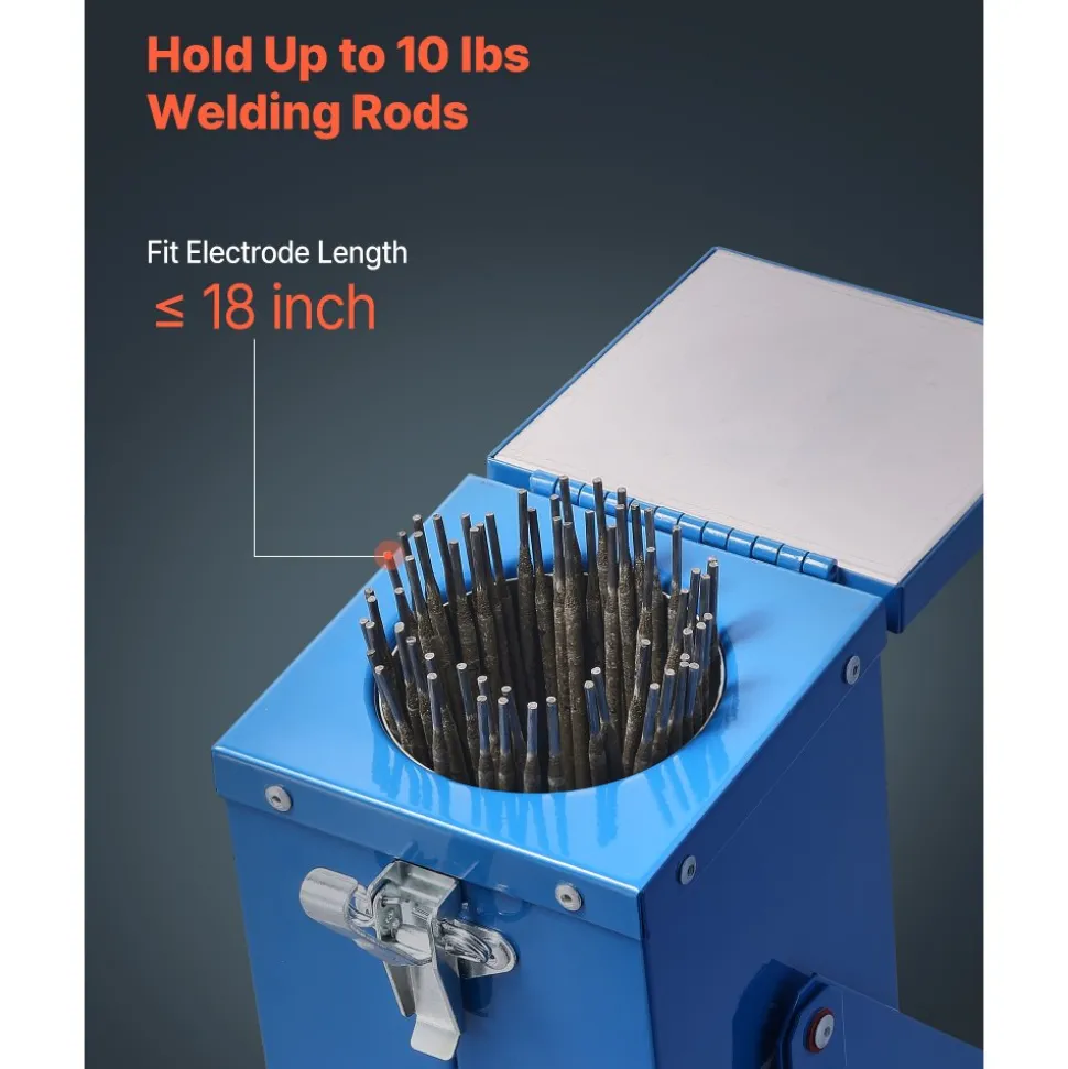 VEVOR Portable Welding Rod Oven, 10LBS Capacity Electrodes Drying Oven 230W 120V, 300℉ Fast Heating Welding Rods Dryer for 18-inch Stick Electrodes - with Easy-to-Carry Handle & Safety Locking Latch