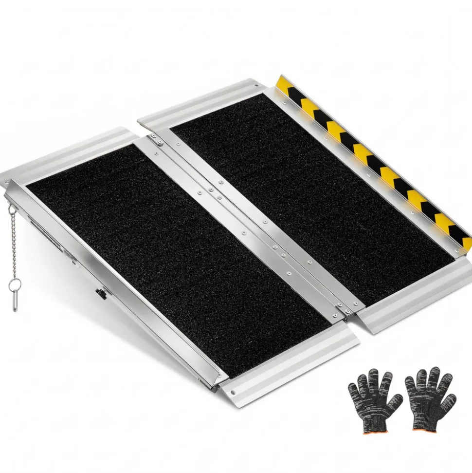 VEVOR Portable Wheelchair Ramp, 2FT, Non-Slip Aluminum Folding Handicap Ramp for Wheelchair, 800 lbs Capacity, Door Threshold Ramps for Home Steps, Stairs, Entry, Threshold, Doorways, Scooter, Curbs
