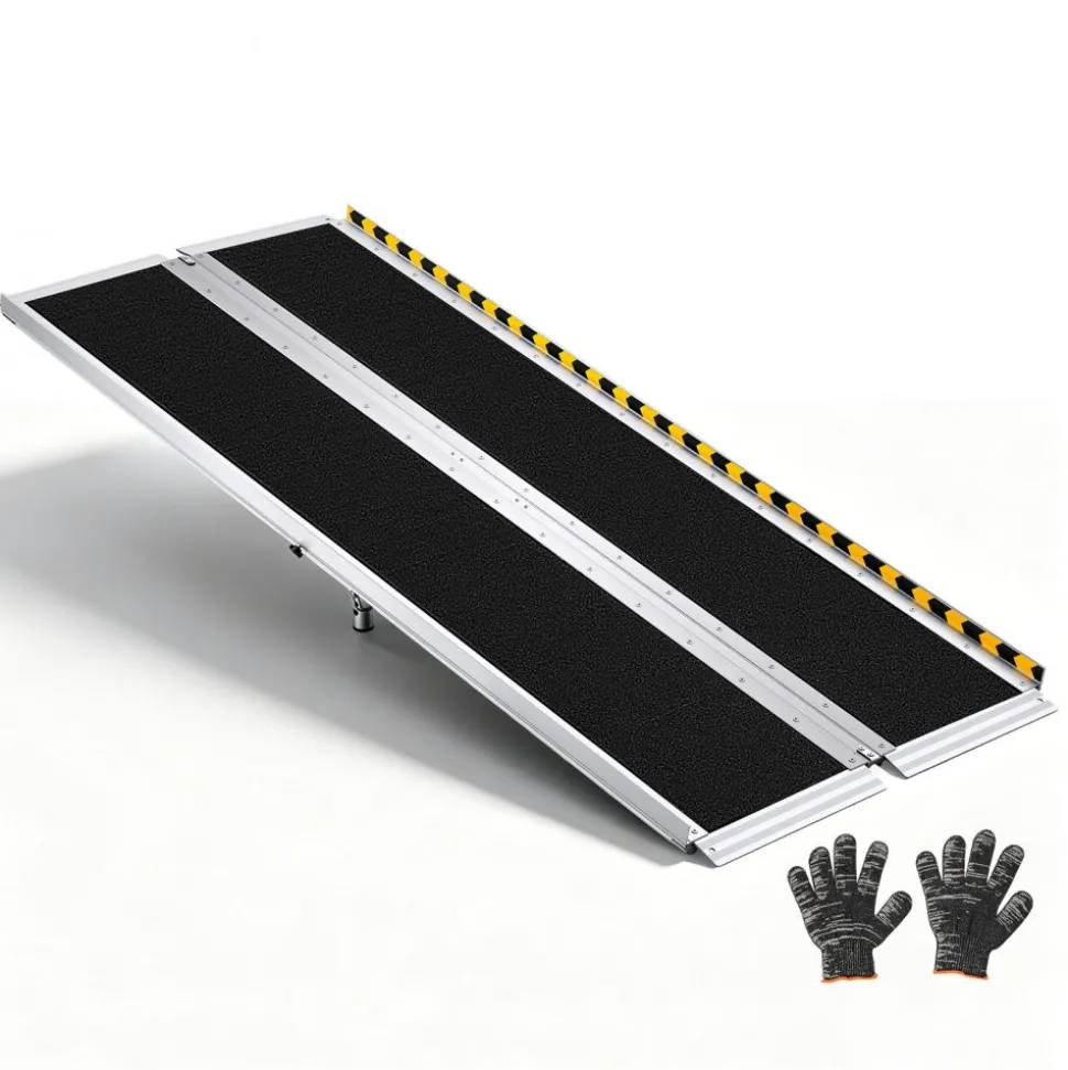 VEVOR Portable Wheelchair Ramp, 6FT, Non-Slip Aluminum Folding Handicap Ramp for Wheelchair, 800 lbs Capacity, Door Threshold Ramps for Home Steps, Stairs, Entry, Threshold, Doorways, Scooter, Curbs
