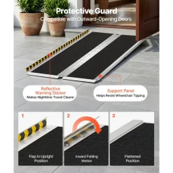 VEVOR Portable Wheelchair Ramp, 6FT, Non-Slip Aluminum Folding Handicap Ramp for Wheelchair, 800 lbs Capacity, Door Threshold Ramps for Home Steps, Stairs, Entry, Threshold, Doorways, Scooter, Curbs