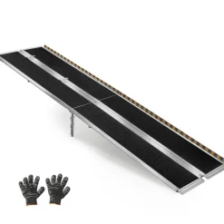 VEVOR Portable Wheelchair Ramp, 10FT, Non-Slip Aluminum Folding Handicap Ramp for Wheelchair, 800 lbs Capacity, Door Threshold Ramps for Home Steps, Stairs, Entry, Threshold, Doorways, Scooter, Curbs