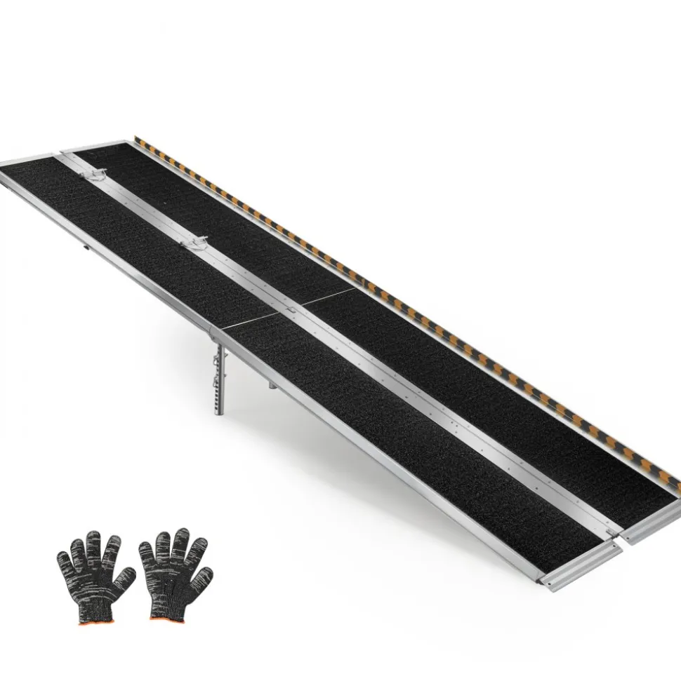 VEVOR Portable Wheelchair Ramp, 10FT, Non-Slip Aluminum Folding Handicap Ramp for Wheelchair, 800 lbs Capacity, Door Threshold Ramps for Home Steps, Stairs, Entry, Threshold, Doorways, Scooter, Curbs