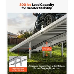 VEVOR Portable Wheelchair Ramp, 8FT, Non-Slip Aluminum Folding Handicap Ramp for Wheelchair, 800 lbs Capacity, Door Threshold Ramps for Home Steps, Stairs, Entry, Threshold, Doorways, Scooter, Curbs