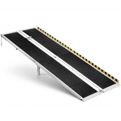 VEVOR Portable Wheelchair Ramp, 8FT, Non-Slip Aluminum Folding Handicap Ramp for Wheelchair, 800 lbs Capacity, Door Threshold Ramps for Home Steps, Stairs, Entry, Threshold, Doorways, Scooter, Curbs