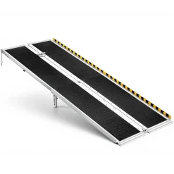 VEVOR Portable Wheelchair Ramp, 7FT, Non-Slip Aluminum Folding Handicap Ramp for Wheelchair, 800 lbs Capacity, Door Threshold Ramps for Home Steps, Stairs, Entry, Threshold, Doorways, Scooter, Curbs