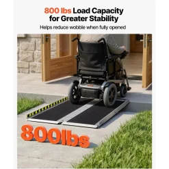 VEVOR Portable Wheelchair Ramp, 4FT, Non-Slip Aluminum Folding Handicap Ramp for Wheelchair, 800 lbs Capacity, Door Threshold Ramps for Home Steps, Stairs, Entry, Threshold, Doorways, Scooter, Curbs