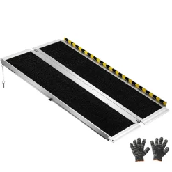 VEVOR Portable Wheelchair Ramp, 4FT, Non-Slip Aluminum Folding Handicap Ramp for Wheelchair, 800 lbs Capacity, Door Threshold Ramps for Home Steps, Stairs, Entry, Threshold, Doorways, Scooter, Curbs