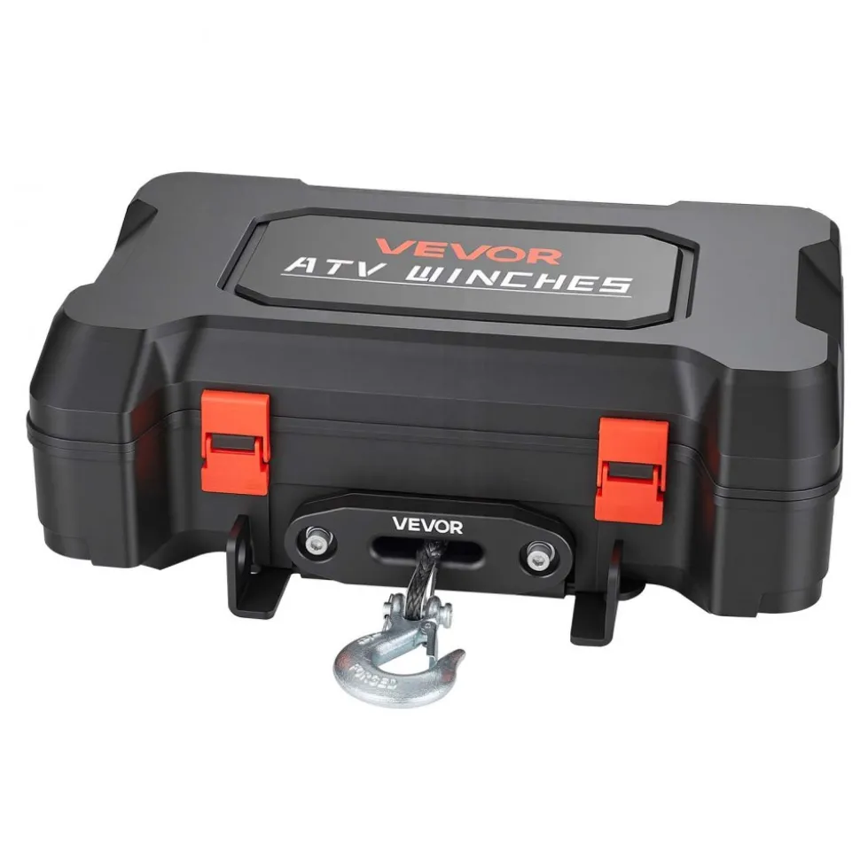 VEVOR Portable Winch, 4500 lbs 12V DC Electric Winch with Synthetic Rope, Wireless & Wired Remotes, Box-Style Recovery Kit with Fairlead, Clevis Hook, Strap for ATV UTV Off-Road Outdoor Pulling Tasks