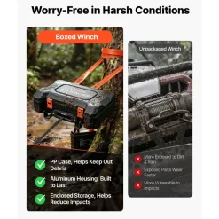 VEVOR Portable Winch, 6000 lbs 12V DC Electric Winch with Synthetic Rope, Wireless & Wired Remotes, Box-Style Recovery Kit with Fairlead, Clevis Hook, Strap for ATV UTV Off-Road Outdoor Pulling Tasks