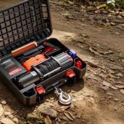 VEVOR Portable Winch, 6000 lbs 12V DC Electric Winch with Synthetic Rope, Wireless & Wired Remotes, Box-Style Recovery Kit with Fairlead, Clevis Hook, Strap for ATV UTV Off-Road Outdoor Pulling Tasks