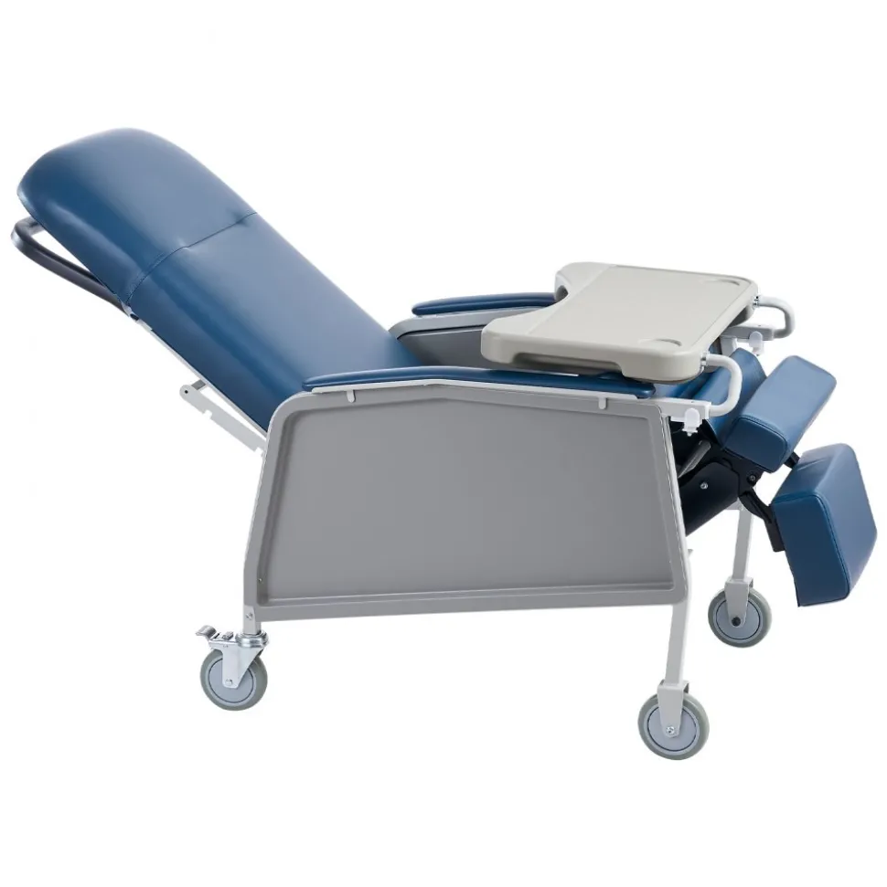 VEVOR 3-Position Geri Reclining Chair 500LBS Capacity Geri Chair Recliner, Comfortable Medical Recliner Chairs with 4 Wheels, Soft Padded Seat & Tray Table for Hospitals, Clinics, Geriatric Home Care