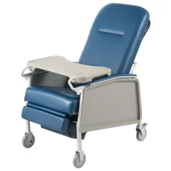 VEVOR 3-Position Geri Reclining Chair 500LBS Capacity Geri Chair Recliner, Comfortable Medical Recliner Chairs with 4 Wheels, Soft Padded Seat & Tray Table for Hospitals, Clinics, Geriatric Home Care