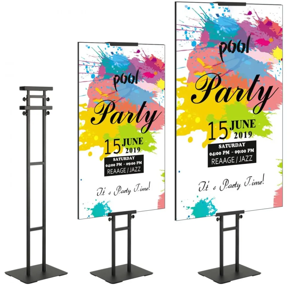 VEVOR Poster Stand, Adjustable Height Up to 75", Double-Sided Heavy Duty Pedestal Sign Holder, Floor Standing Sign Holder Banner Stand with Shock-absorbing Base for Display, for Board and Foam, Black