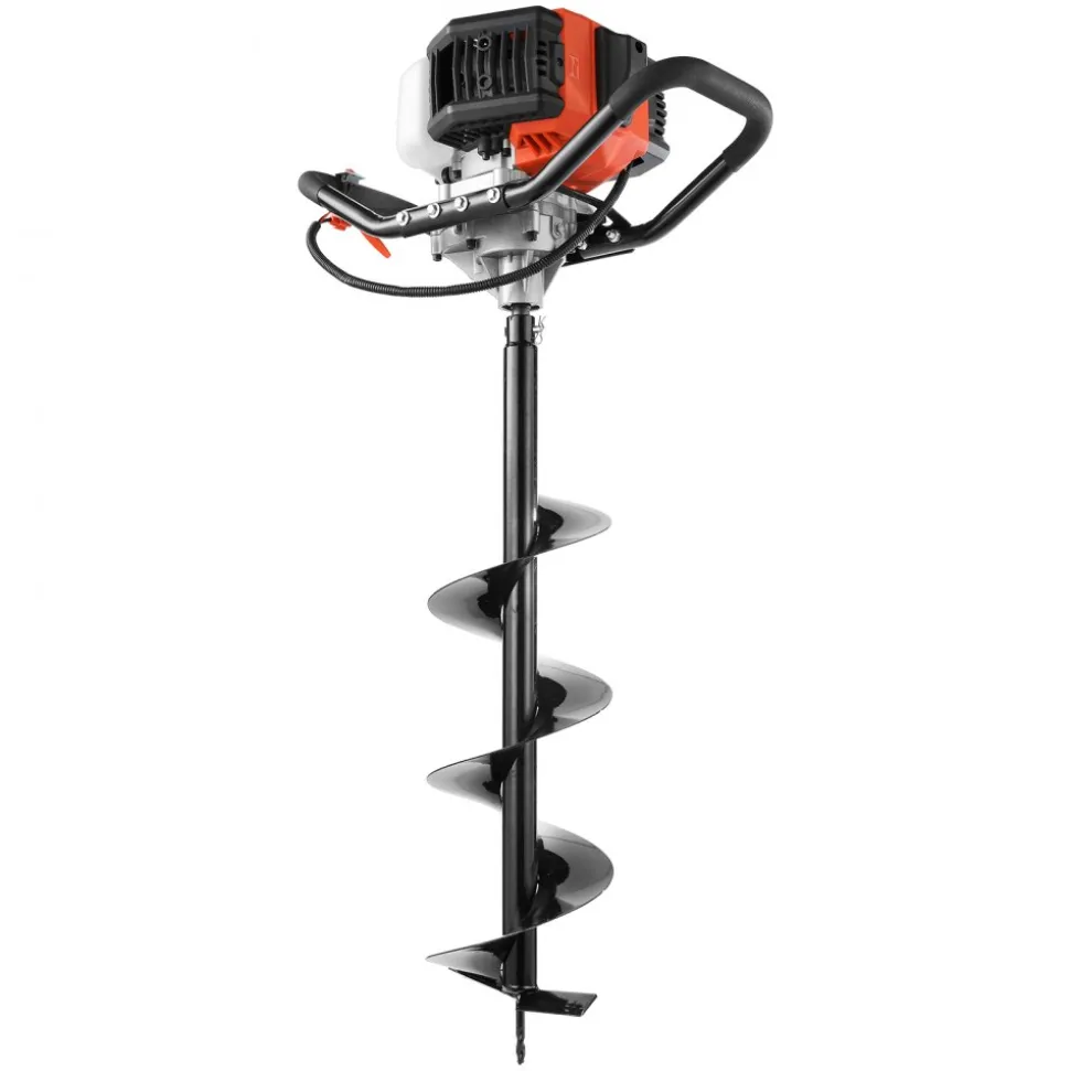 VEVOR Post Hole Digger, 43cc 1250W Auger Post Hole digger, Gas Powered Earth Digger with 8" Earth Auger Drill Bit, 30 inch Long Alloy Steel Auger, for Farmland, Garden and Plant, EPA certification