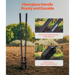 VEVOR Post Hole Digger, Heavy Duty Post Hole Digger with Fiberglass Handle, Manual Hole Digger with Scale Markings and Metal Blade, Post Hole Digger Tool for Digging Gardening and Outdoors, 57.5-Inch
