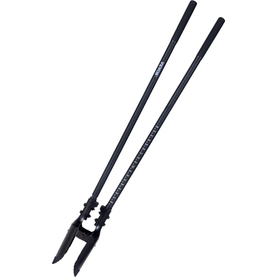 VEVOR Post Hole Digger, Heavy Duty Post Hole Digger with Fiberglass Handle, Manual Hole Digger with Scale Markings and Metal Blade, Post Hole Digger Tool for Digging Gardening and Outdoors, 57.5-Inch