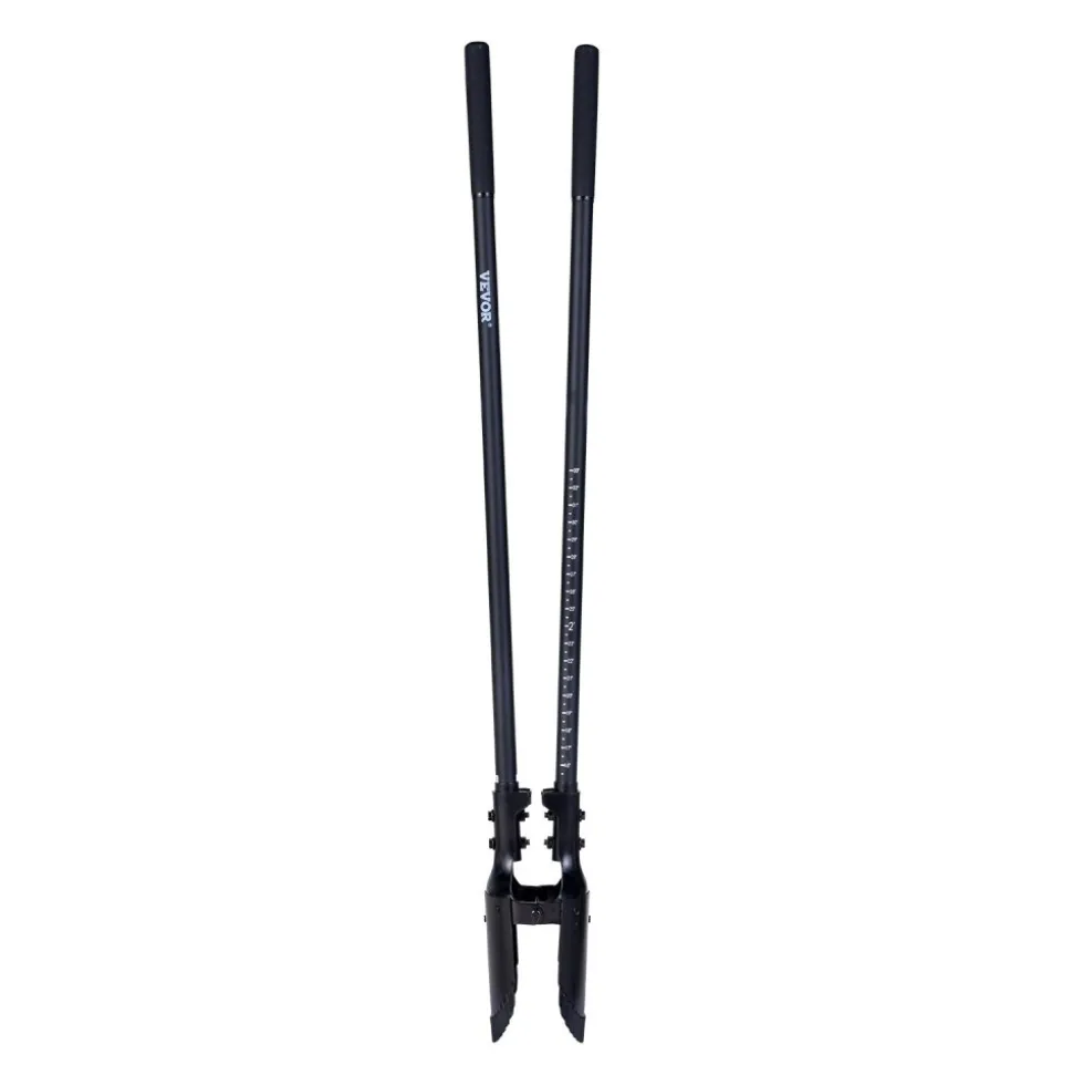 VEVOR Post Hole Digger, Heavy Duty Post Hole Digger with Fiberglass Handle, Manual Hole Digger with Scale Markings and Metal Blade, Post Hole Digger Tool for Digging Gardening and Outdoors, 57.5-Inch