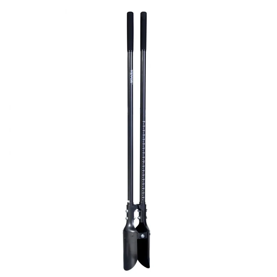 VEVOR Post Hole Digger, Heavy Duty Post Hole Digger with Carbon Steel Handle, Manual Hole Digger with Scale Markings and Metal Blade, Post Hole Digger Tool for Digging Gardening Outdoors, 57.5-Inch