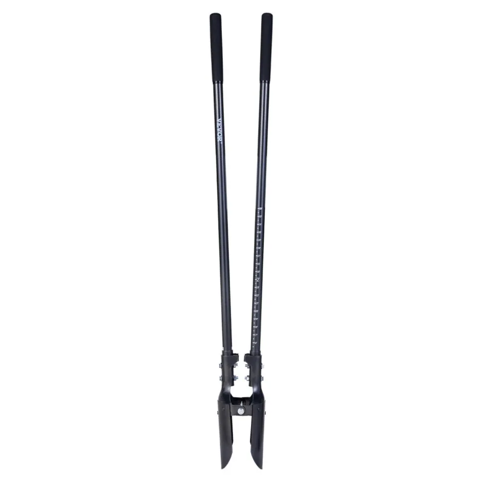 VEVOR Post Hole Digger, Heavy Duty Post Hole Digger with Carbon Steel Handle, Manual Hole Digger with Scale Markings and Metal Blade, Post Hole Digger Tool for Digging Gardening Outdoors, 57.5-Inch