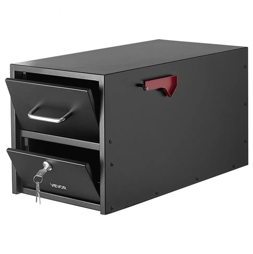 VEVOR Post Mount Mailbox, Anti-Pry & Anti-Theft Mailboxes for Outside, Heavy Duty Lockable Mail Box with Magnetic Door, Weather-Resistant Metal Post Box for House Outside 21.06 x 10.63 x 11.22 in