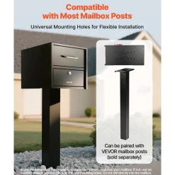 VEVOR Post Mount Mailbox, Anti-Pry & Anti-Theft Mailboxes for Outside, Heavy Duty Lockable Mail Box with Magnetic Door, Weather-Resistant Metal Post Box for House Outside 21.06 x 10.63 x 11.22 in