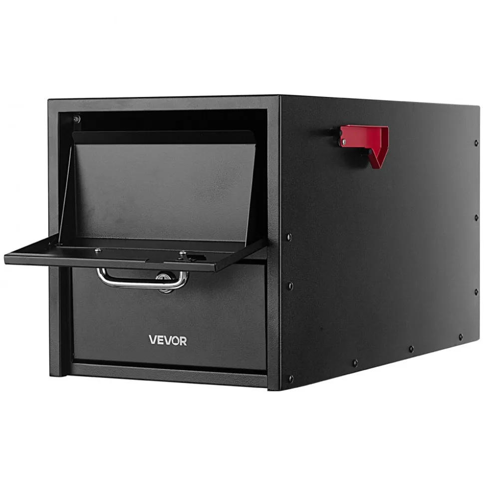 VEVOR Post Mount Mailbox, Anti-Pry & Anti-Theft Mailboxes for Outside, Heavy Duty Lockable Mail Box with Magnetic Door, Weather-Resistant Metal Post Box for House Outside 21.06 x 10.63 x 11.22 in