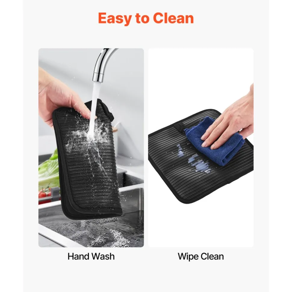 VEVOR Pot Holders, Heat Resistant to 500°F with Ribbed Soft Anti-Slip Silicone Strips, 100% Cotton 9.06 x 8.98 inch Hot Pads with 2 No-Marks Hooks, Washable Pot Trivets for Kitchen & Barbeque, 2 Pack